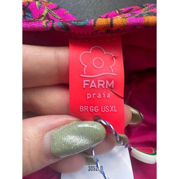 Farm Rio NWT Fruit Dots Bi Printed One Piece Swimsuit In Pink And Blue Size XL - Picture 11 of 14